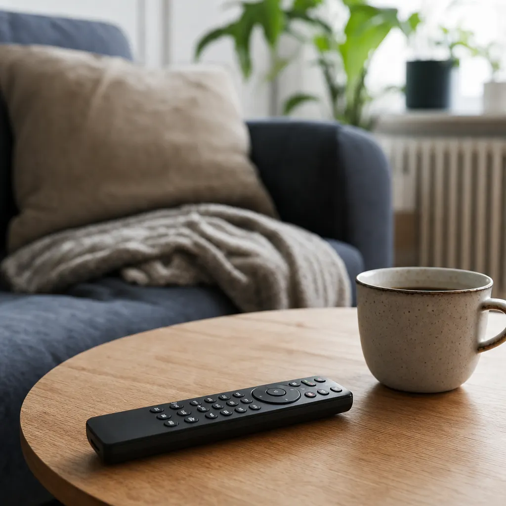 Fjärrkontroll på soffbord — Boxer säljer numera TV via fiber, inte marknät